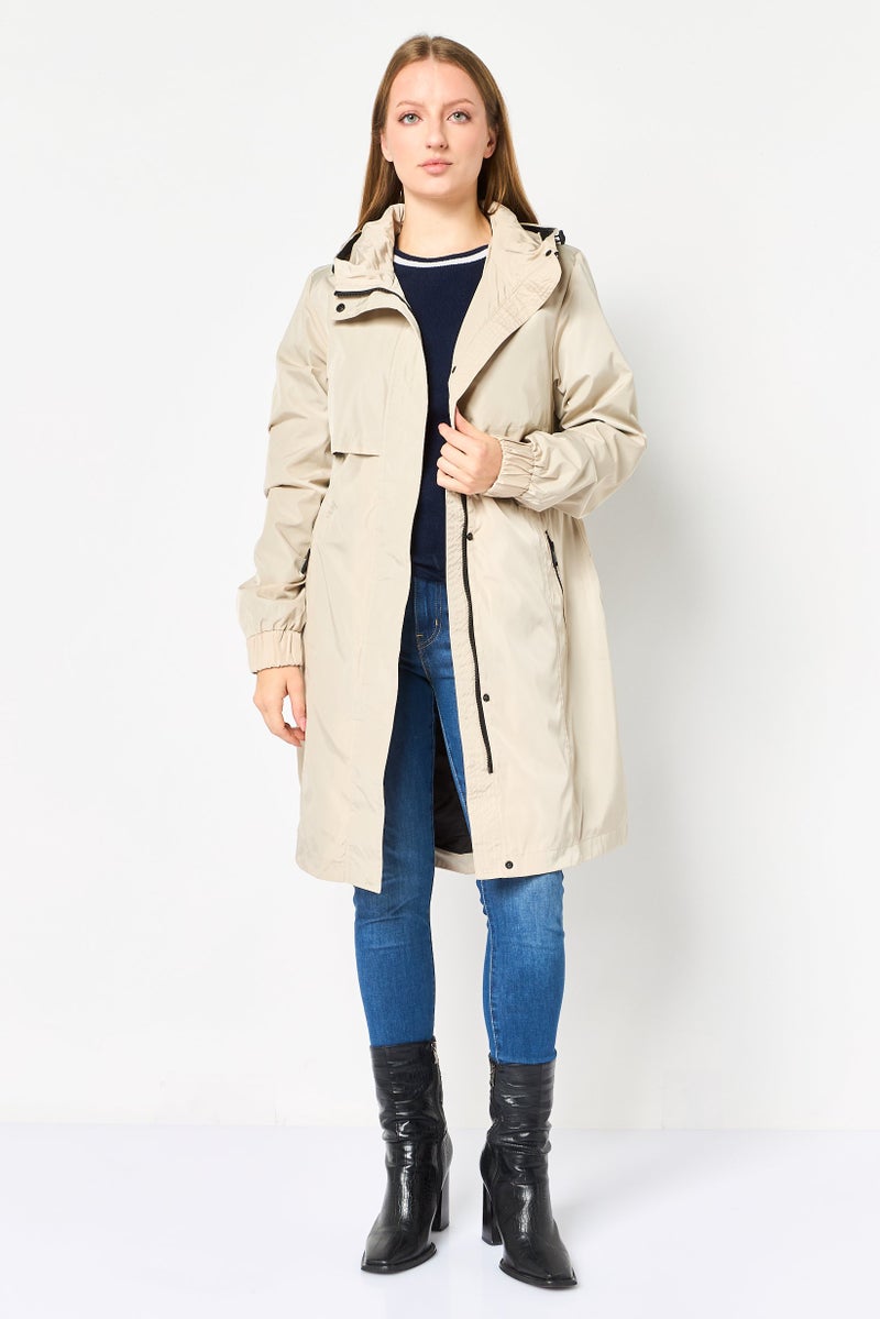 Andrew Marc Women Plain Rain Coat Jackets, Beige - Image 2