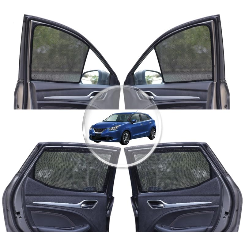 NEODRIFT 'NeoShade' Magnetic Car Sunshades for Maruti Suzuki Baleno (2015-2021) (Set of 4 - Front & Rear - Zipper Only on Rear Row)(UV Protection, Magnetic Grip, Privacy & Heat Control) - Image 1
