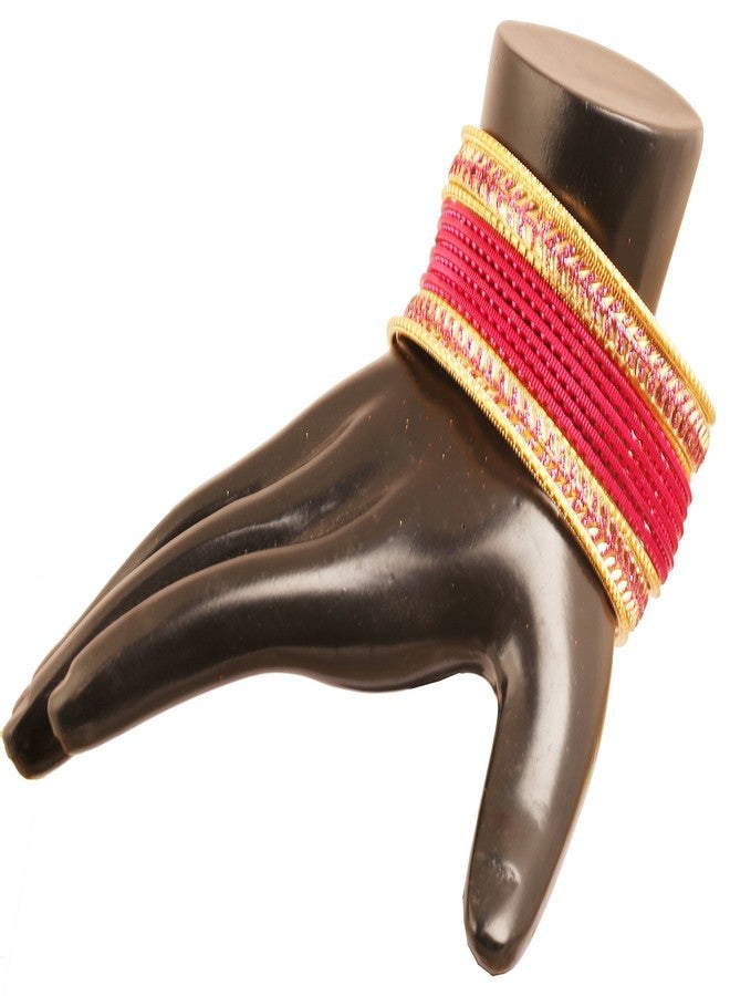 Touchstone "Metallic Colorful 2 Dozen Bangle Collection Indian Bollywood Textured Light Pink Golden Color Jewelry Special Large Size Bangle Bracelets Set Of 24 In Antique Gold Tone For Women - Image 2