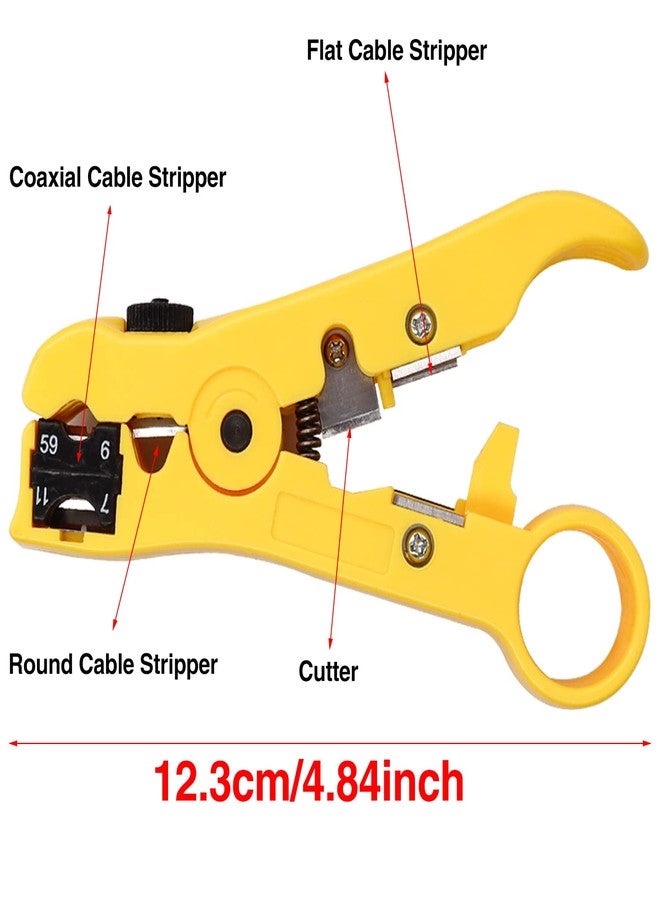 Taiss Coaxial Compression Tool Coax Cable Crimper Kit with 20 PCS F Style RG6 connectors,Adjustable RG6 RG59 RG11 75-5 75-7 Coaxial Cable Stripper,coaxial cable crimper Tool Kit - Image 4