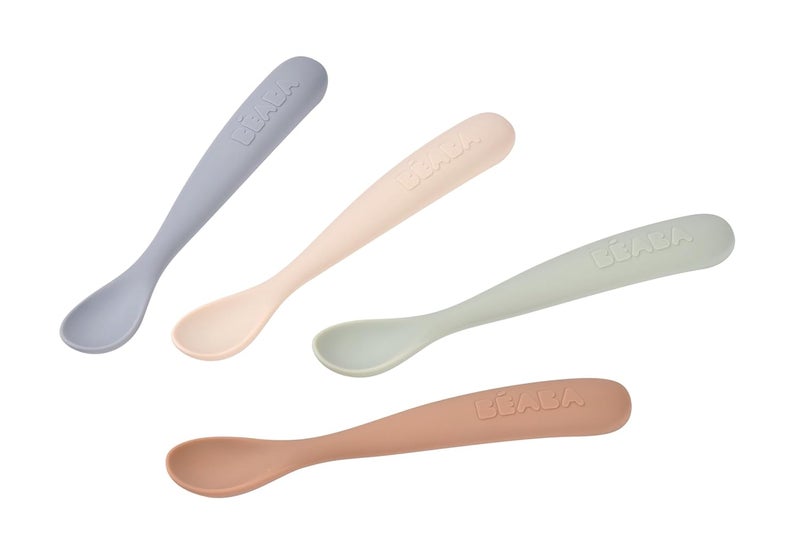 Baba BEABA First Stage Baby Feeding Spoon Set, The Original Soft Tip Silicone Spoons for Babies, Gum Friendly BPA Lead Phthalate and Plastic Free, Great Gift Set (4 Pack), Natural - Image 2
