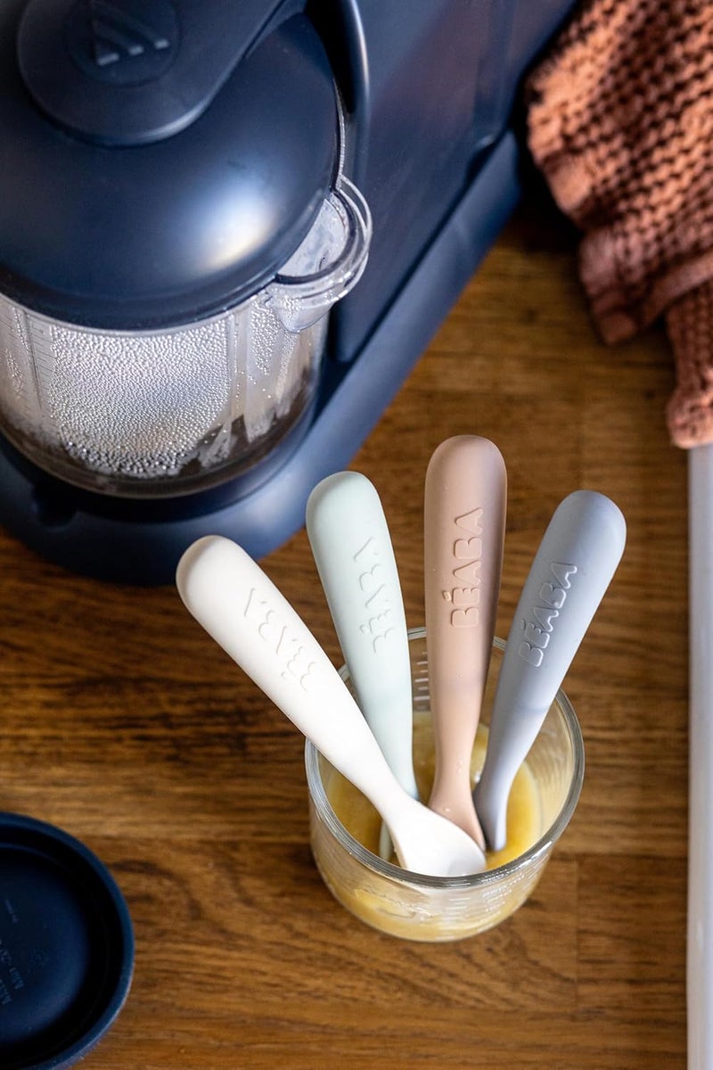 Baba BEABA First Stage Baby Feeding Spoon Set, The Original Soft Tip Silicone Spoons for Babies, Gum Friendly BPA Lead Phthalate and Plastic Free, Great Gift Set (4 Pack), Natural - Image 3