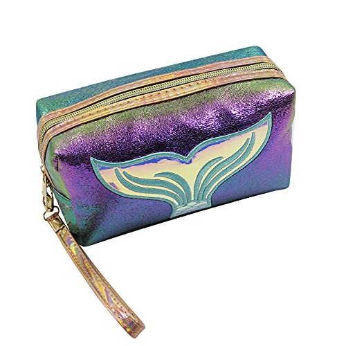 MOSSTYUS Holographic Cosmetic Bag Travel Toiletry Organizer Mermaid Storage Purse Makeup Carrying Case - Image 5