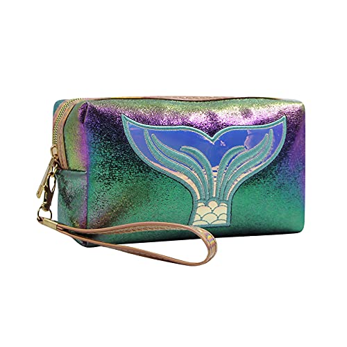 MOSSTYUS Holographic Cosmetic Bag Travel Toiletry Organizer Mermaid Storage Purse Makeup Carrying Case - Image 2
