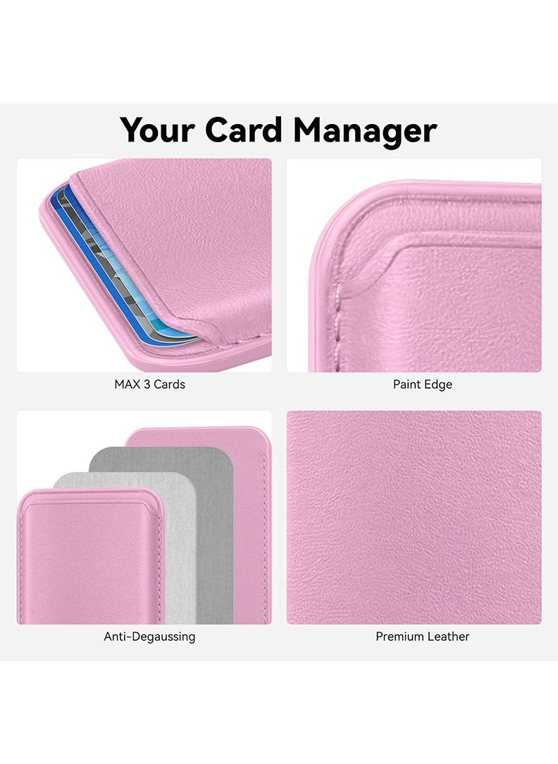 Theodor Magsafe Wallet Compatible with iPhone 16 & iPhone 15 Pro Max – Mag Safe Secure Credit Card Holder – Vegan Leather. Magnetic Card Wallet Holder - iPhone 16,15,14,13,12 Compatible- Pink  - Image 2