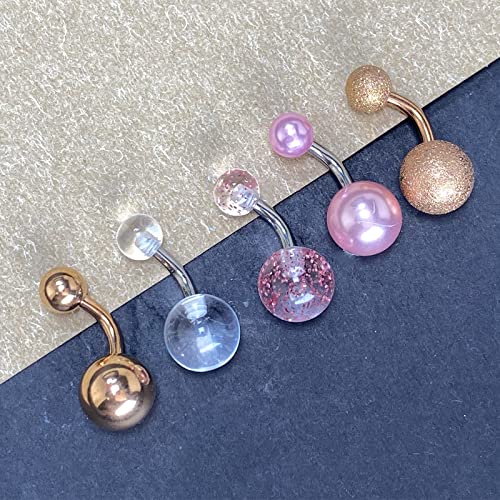 JFORYOU 10PCS 14G 316L Stainless Steel Womens Belly Button Rings Navel Rings 6mm Bannan Barbell Body Piercing Jewelry - Image 3