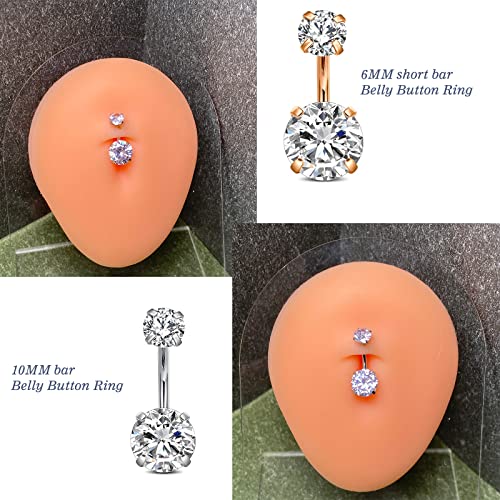 JFORYOU 10PCS 14G 316L Stainless Steel Womens Belly Button Rings Navel Rings 6mm Bannan Barbell Body Piercing Jewelry - Image 5