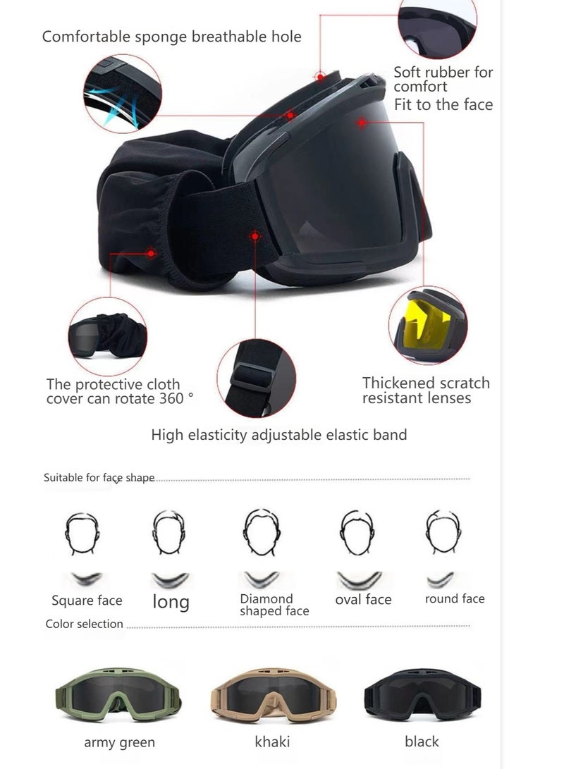 Generic Three-color tactical goggles/outdoor/Shock-absorbing/UV-resistant/nine-layer membrane filtration technology  - Image 5
