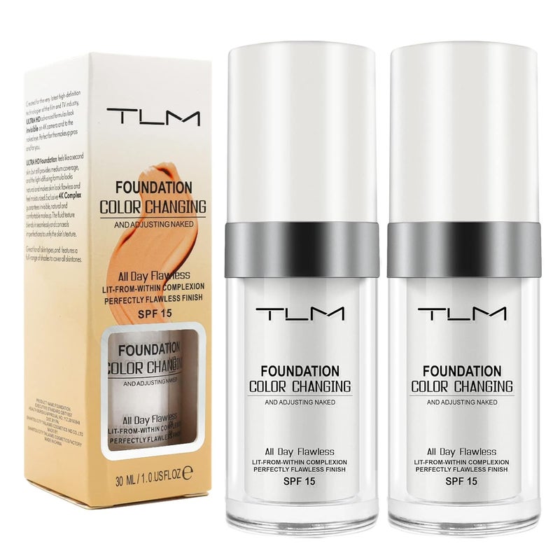 Color Changing Foundation 2 Pack Liquid Moisturizing Sunscreen 30ml