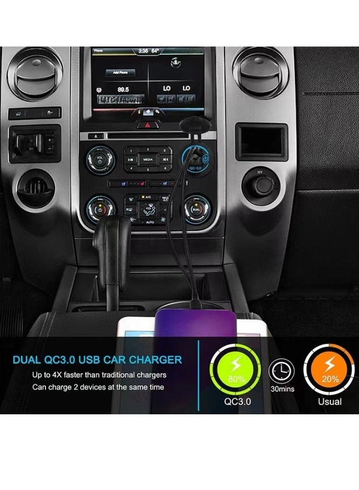 Car Mobile Phone Charger, QC3.0 Fast Charging Car USB Outlet, Dual USB Power Car Charger Socket For Car Golf Cart Boat RV Motorcycle, (Blue Light, Dual Port QC3.0)  - Image 3
