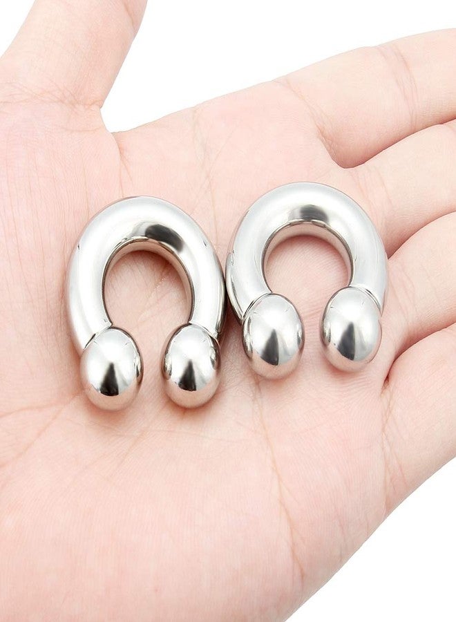 Ftovosyo 2Pcs PA Ring Horseshoe Circular Barbell 316L Surgical Steel Internally Threaded 00G 0G 2G 4G 6G 8G Pierced Body Jewelry for Women 12mm 16mm 19mm - Image 3