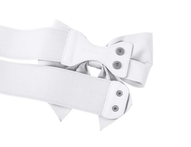 MUXXN MUXXN Women's Retro 1950s Bowknot Elastic Belts White Wide Belt (White S)  - Image 3