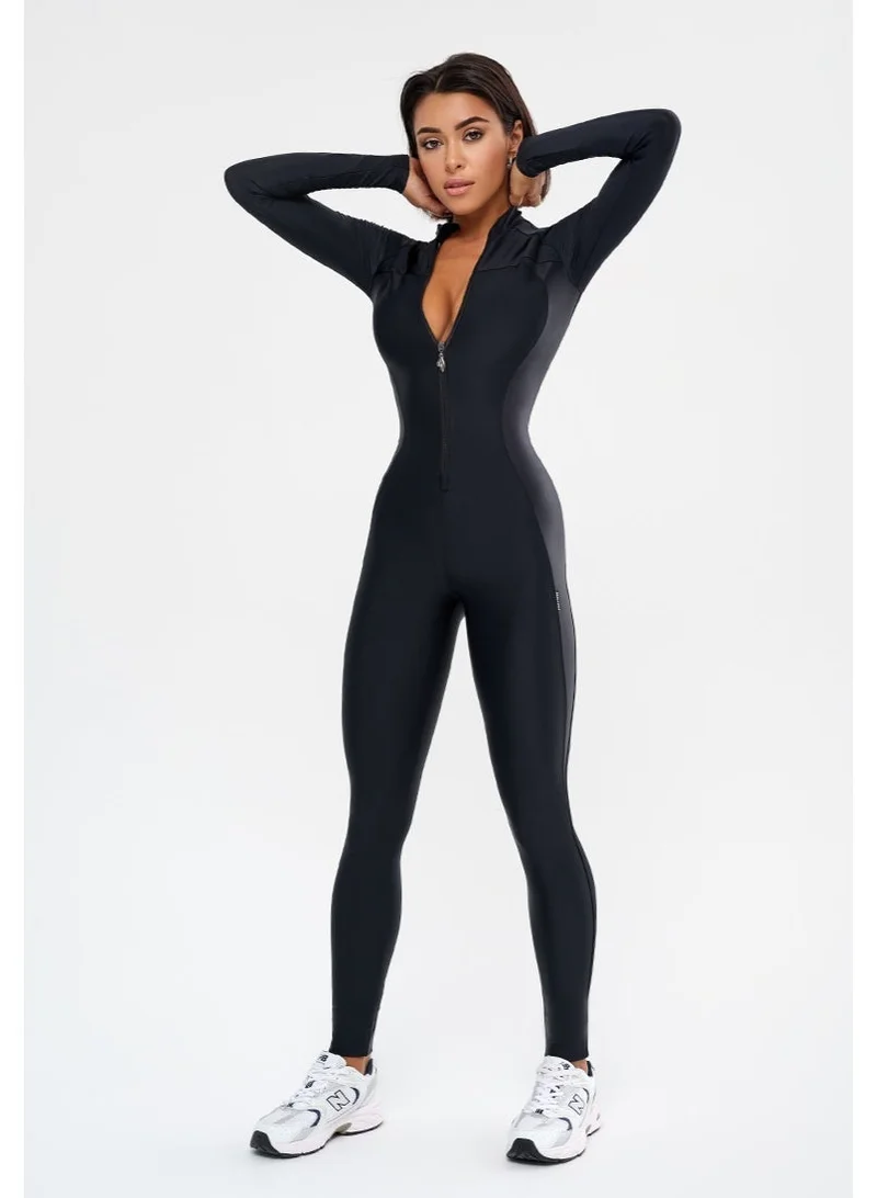 Bona Fide Elite Body Black Skin Elite Body Skin Long Sleeve Gym Jumpsuit for Women | Best Price UAE