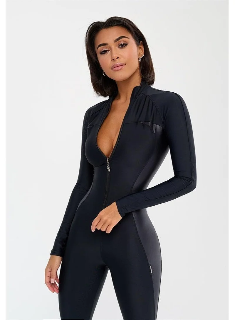 Bona Fide Elite Body Black Skin Elite Body Skin Long Sleeve Gym Jumpsuit for Women | Best Price UAE