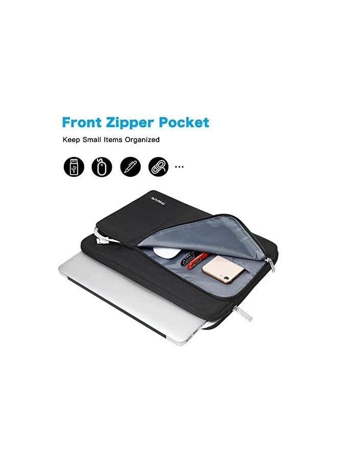 Mosiso - 360 Protective Laptop Sleeve Bag Compatible with MacBook Air 13 M2 M1 2023-2018 / Pro 13 M2 M1 2023-2016, Surface Pro 8/7/6/X/5/4/3, 12.9 iPad Pro with 2 Front Separate Pockets, Black - Image 1
