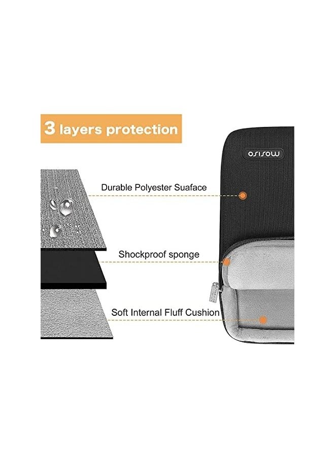 Mosiso - 360 Protective Laptop Sleeve Bag Compatible with MacBook Air 13 M2 M1 2023-2018 / Pro 13 M2 M1 2023-2016, Surface Pro 8/7/6/X/5/4/3, 12.9 iPad Pro with 2 Front Separate Pockets, Black - Image 1