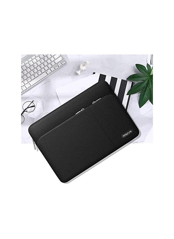 Mosiso - 360 Protective Laptop Sleeve Bag Compatible with MacBook Air 13 M2 M1 2023-2018 / Pro 13 M2 M1 2023-2016, Surface Pro 8/7/6/X/5/4/3, 12.9 iPad Pro with 2 Front Separate Pockets, Black - Image 1