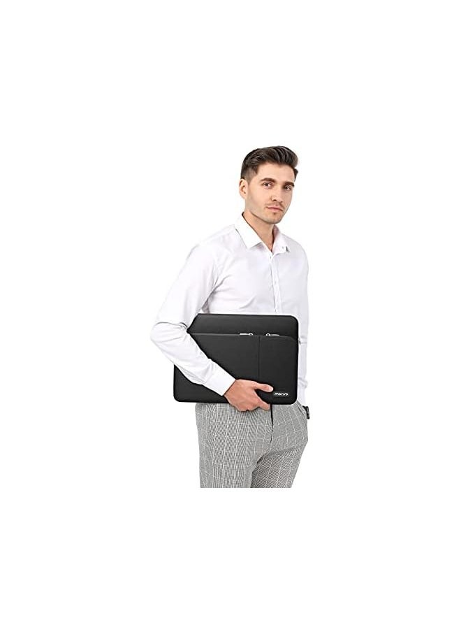 Mosiso - 360 Protective Laptop Sleeve Bag Compatible with MacBook Air 13 M2 M1 2023-2018 / Pro 13 M2 M1 2023-2016, Surface Pro 8/7/6/X/5/4/3, 12.9 iPad Pro with 2 Front Separate Pockets, Black - Image 1