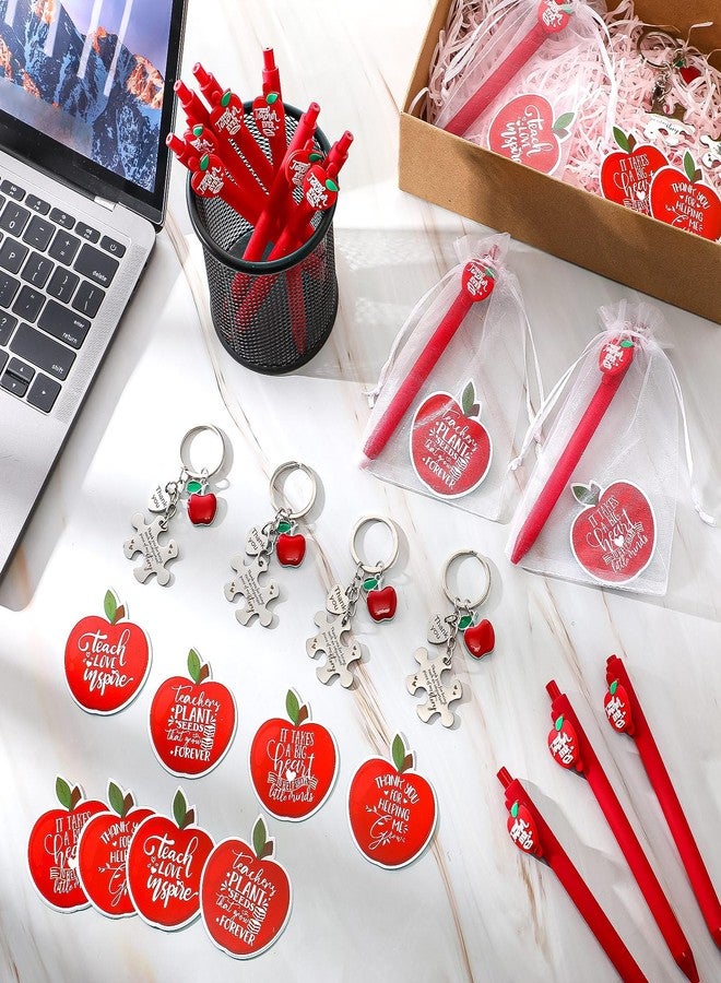 Sinload 12 Sets Thank You Gifts for Teacher Apple Ballpoint Pens Keychain Apple Card Teacher Appreciation Gifts for Graduation - Image 5