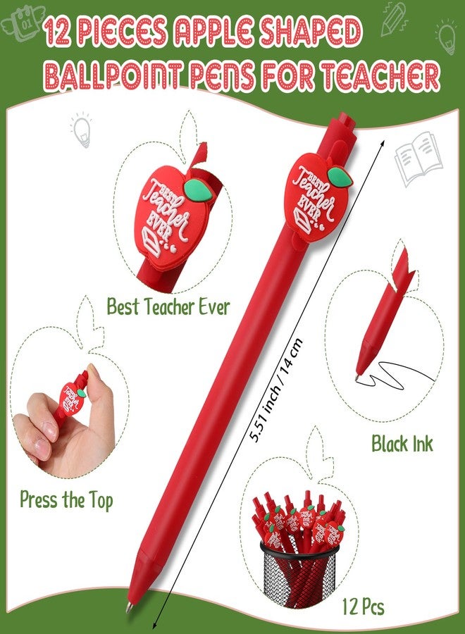 Sinload 12 Sets Thank You Gifts for Teacher Apple Ballpoint Pens Keychain Apple Card Teacher Appreciation Gifts for Graduation - Image 3