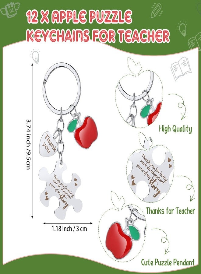 Sinload 12 Sets Thank You Gifts for Teacher Apple Ballpoint Pens Keychain Apple Card Teacher Appreciation Gifts for Graduation - Image 2
