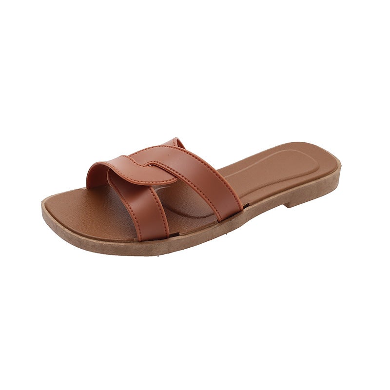 Women'S Summer Cross-Strap Fashionable Flat Sandals Soft Bottom Outdoor Slippers Simple Beach Slippers For Women - Image 5