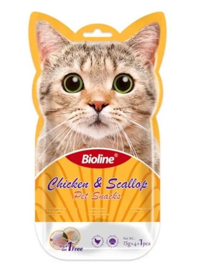 Bioline Cat Treats chicken and scallop 5x15g