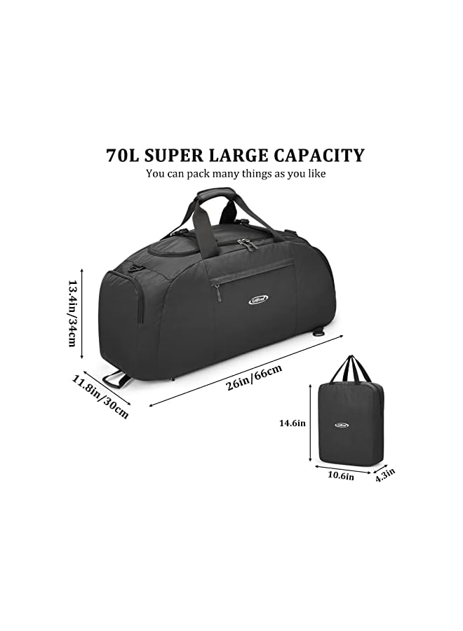 G4Free 40L/70L 3-Ways Sport Duffle Bag Backpack Gym Travel Weekender Overnight For Men Women With Shoe Compartment Waterproof Foldable Nylon - Image 5