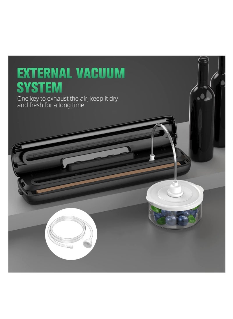 ZLH HITY Vacuum Sealer Machine - Food Vacuum Sealer Automatic Air Sealing System for Food Storage Dry and Moist Food Modes Compact Design 12.6 Inch with 15Pcs Seal Bags Starter Kit (Black)  - Image 4