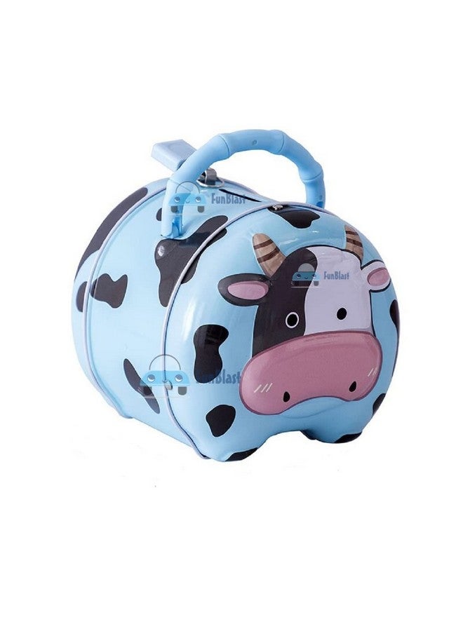 FunBlast Piggy Bank for Kids, Money Saving Tin Coin Bank with Lock and Key - Cow Print Piggy Bank, Coin Box - Image 1