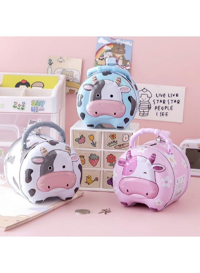FunBlast Piggy Bank for Kids, Money Saving Tin Coin Bank with Lock and Key - Cow Print Piggy Bank, Coin Box - Image 4