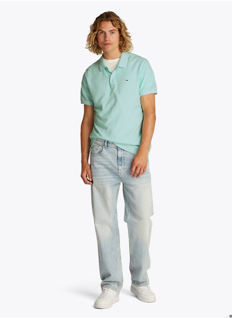 TOMMY JEANS Men's Slim Fit Polo Shirt - Cotton, Blue  - Image 3