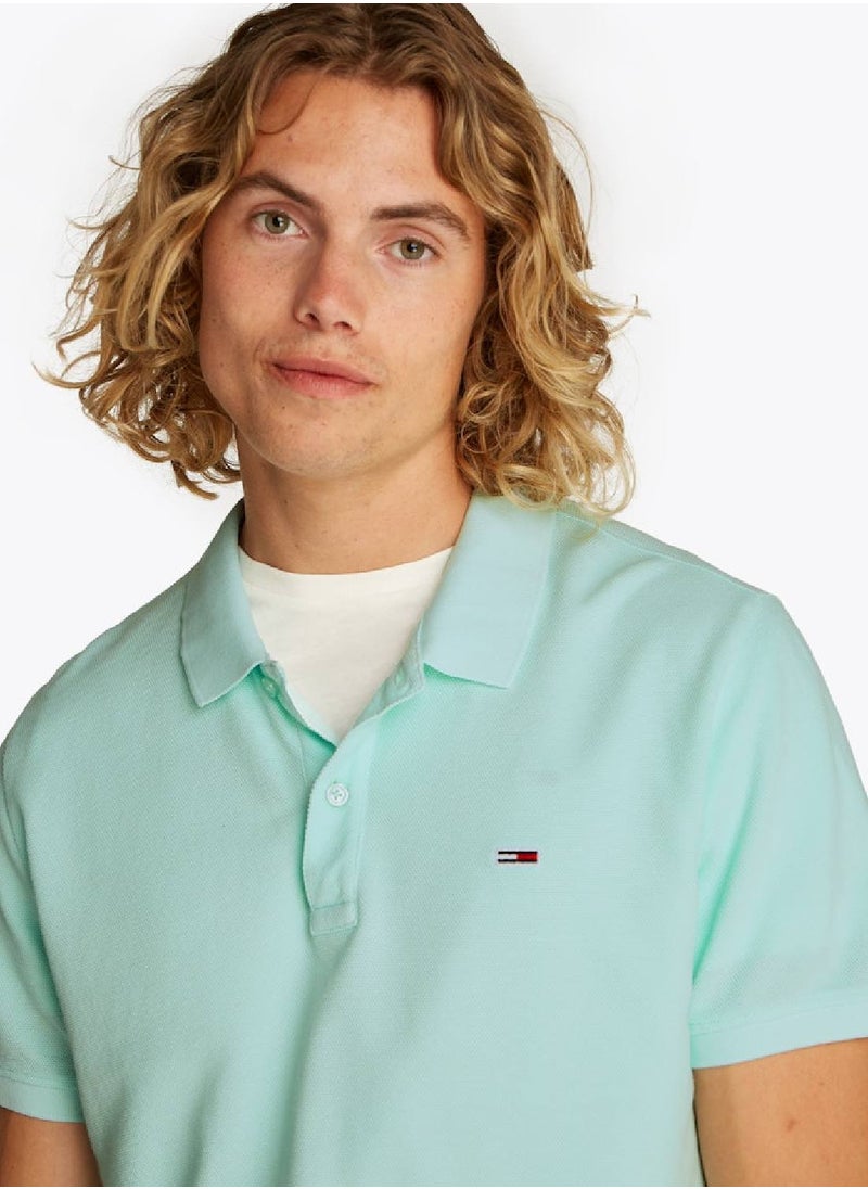 TOMMY JEANS Men's Slim Fit Polo Shirt - Cotton, Blue  - Image 5