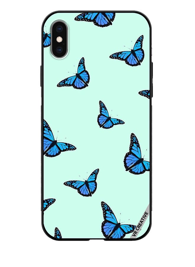 VR CREATIVE Protective Case Cover For Apple iPhone X/XS Blue Butterfly Flies Design Multicolour - Image 1