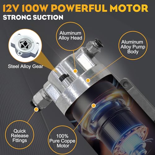 FACFUEL Electric Oil Extractor Pump, Engine Oil Change Pump 12/24V, Transmission Suction Pump with 100W Motor & Longer Hose, Oil Transfer Pump for Hydraulic, Differential, Gear, Lubricating Oil - Image 4