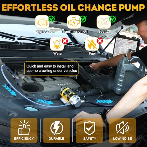FACFUEL Electric Oil Extractor Pump, Engine Oil Change Pump 12/24V, Transmission Suction Pump with 100W Motor & Longer Hose, Oil Transfer Pump for Hydraulic, Differential, Gear, Lubricating Oil - Image 3