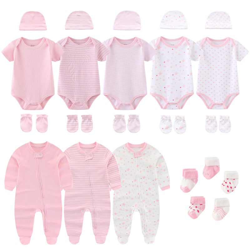Ruliby New Born Baby Clothes Pink Newborn Boy Girl Essentials Accessories Layette Set 0-3 Month - Image 1