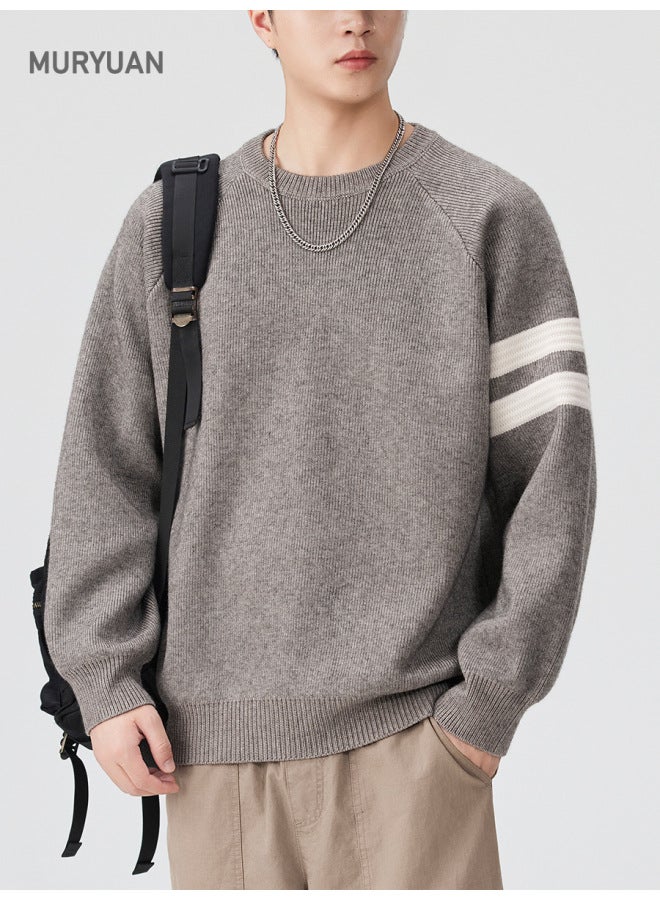 Trendy Brand Striped Patchwork Knit Sweater Men's Autumn Winter New High Street Versatile Sport Jacket - Image 2
