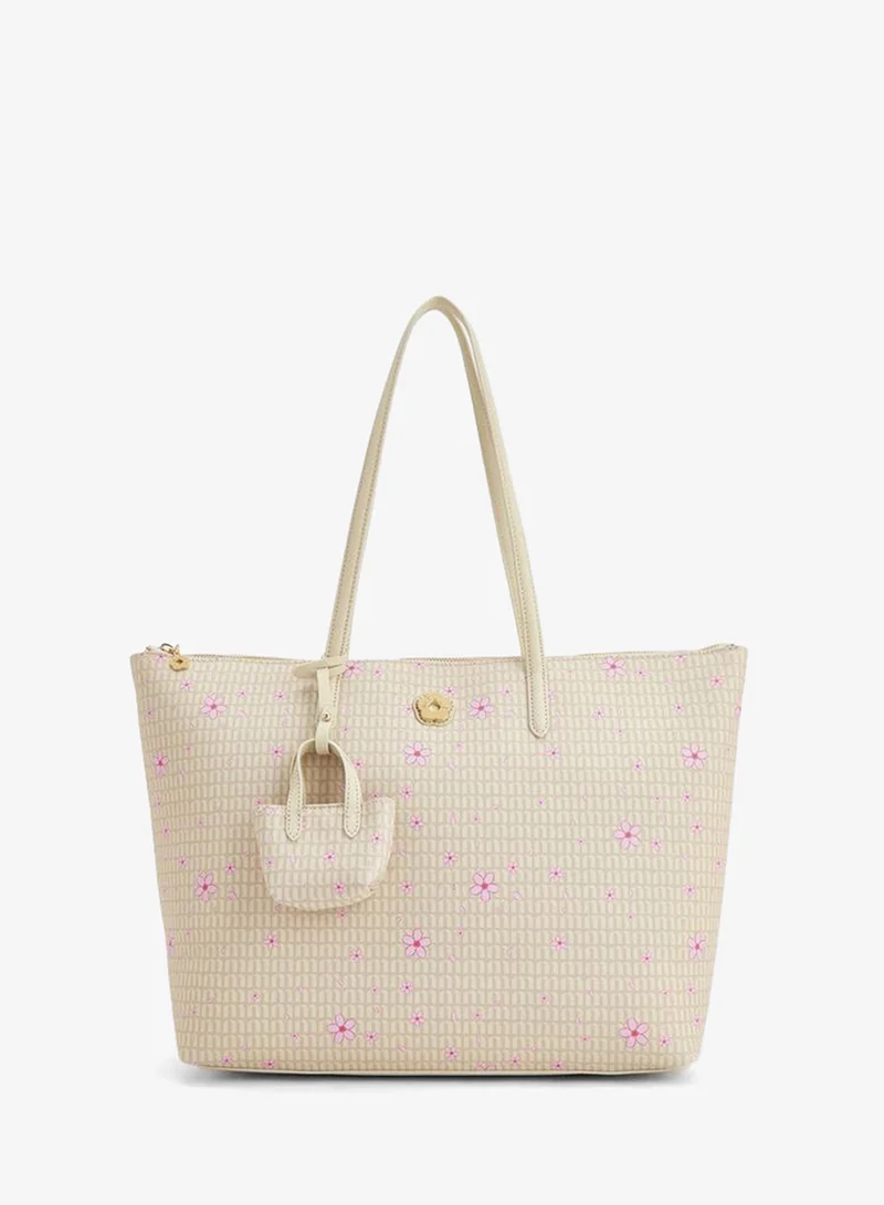 ميسي Floral Print School Tote Bag With Coin Pouch - 40x11.5x27.5 CM