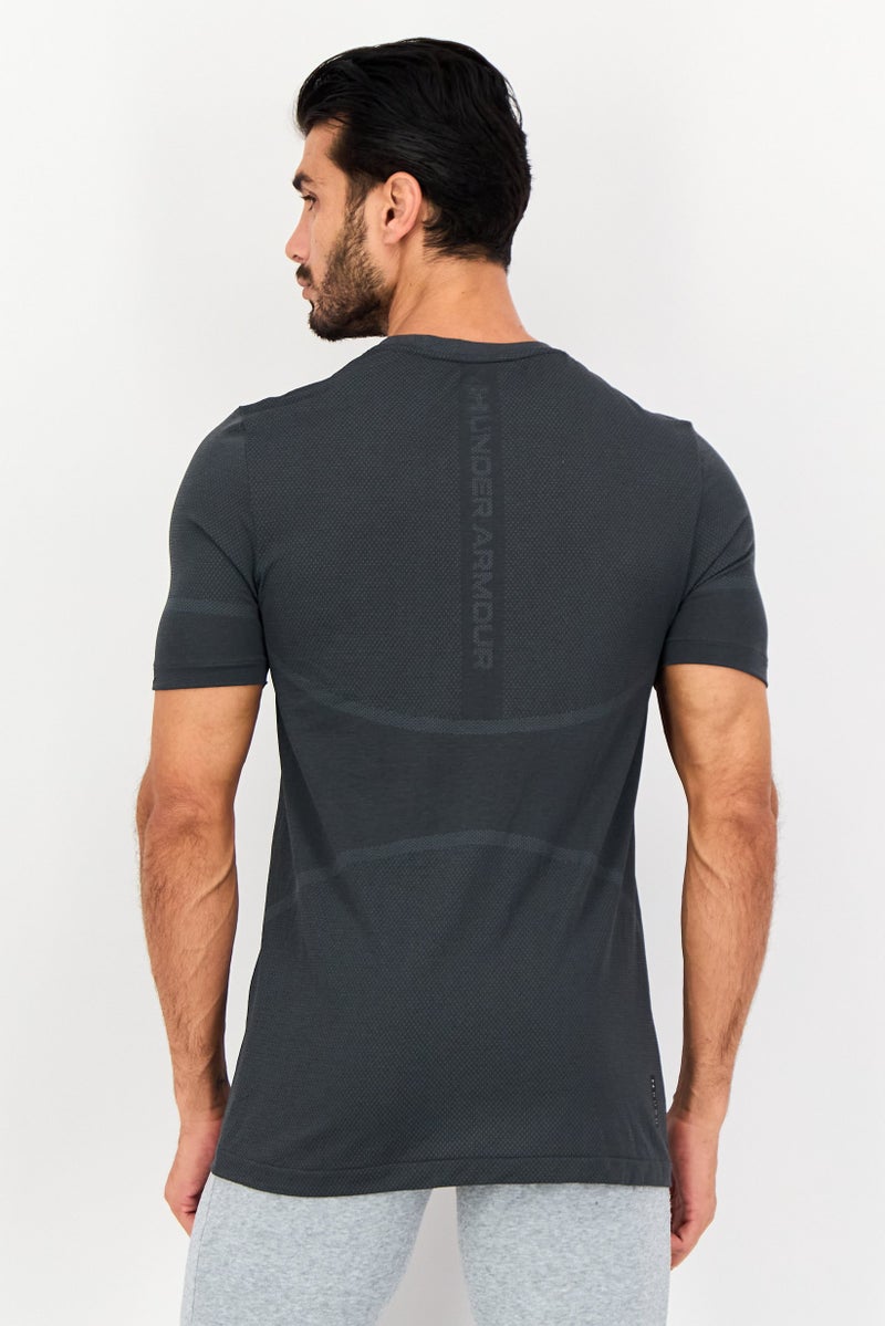 UNDER ARMOUR تي شيرت تدريب قصير الأكمام للرجال، رمادي داكن - Image 3