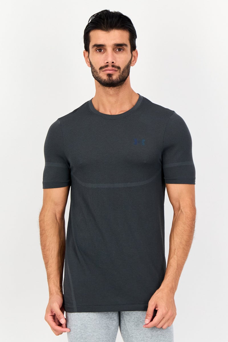 UNDER ARMOUR تي شيرت تدريب قصير الأكمام للرجال، رمادي داكن - Image 1