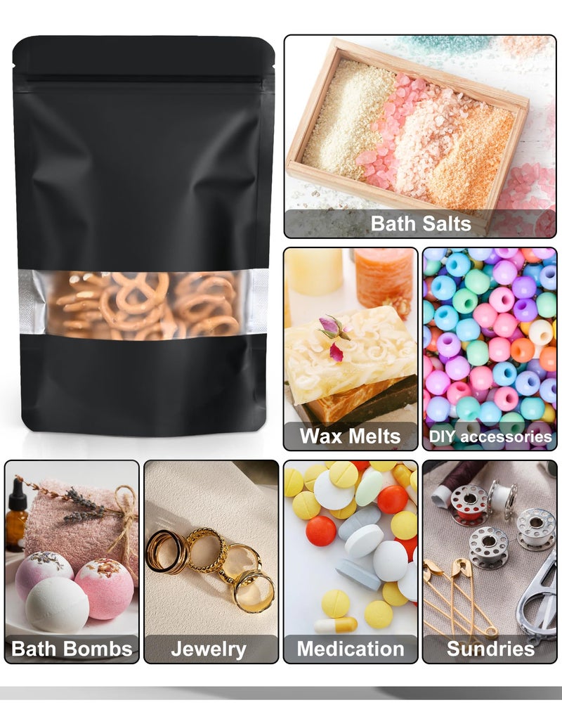 FireKylin 100 Pack Smell Proof Bags, Resealable Bags with Matte Window, Foil Pouch Stand Up Sealable Bags for Packagingï¼ˆBlackï¼Œ4" x 6"ï¼‰ - Image 5