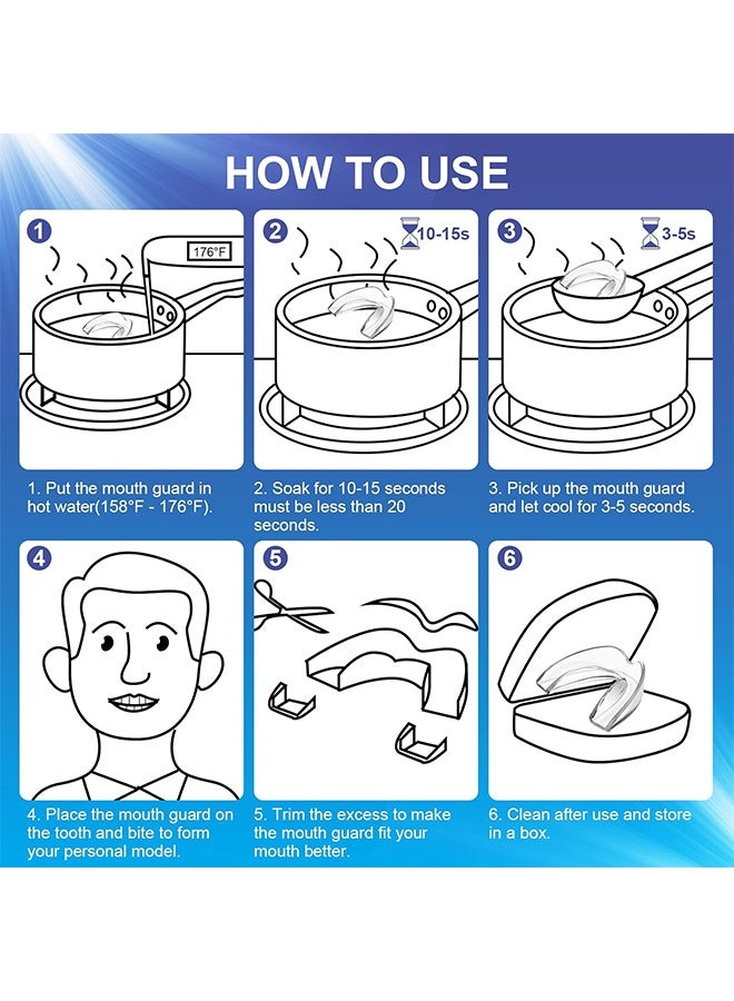 Generic 8 Pcs 2 Sizes Mouth Guard for Clenching Teeth at Night Upgraded Mouth Guard for Teeth Grinding Moldable Mouth Guard Stops Bruxism and Teeth Grinding with Two Travel Cases Dental Night Guards - Image 5
