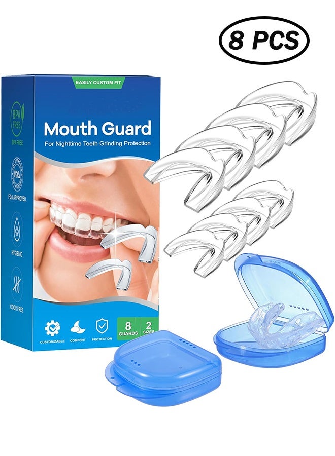 Generic 8 Pcs 2 Sizes Mouth Guard for Clenching Teeth at Night Upgraded Mouth Guard for Teeth Grinding Moldable Mouth Guard Stops Bruxism and Teeth Grinding with Two Travel Cases Dental Night Guards - Image 1