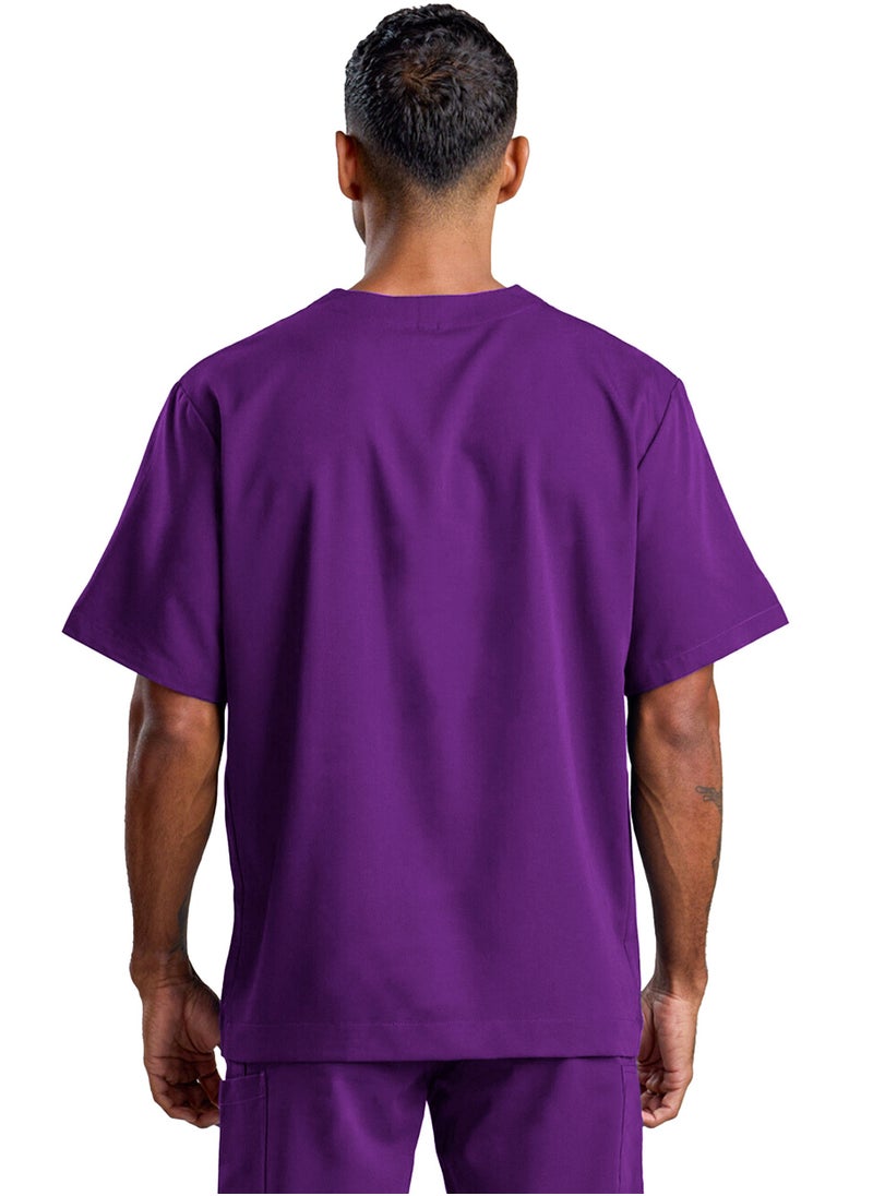 Selecta Now Womens Medical Scrubs Set V Neck Purple Top & Elastic Waist Bottom Comfortable Workwear for Nurses, Doctors, & Healthcare Professionals  - Image 3
