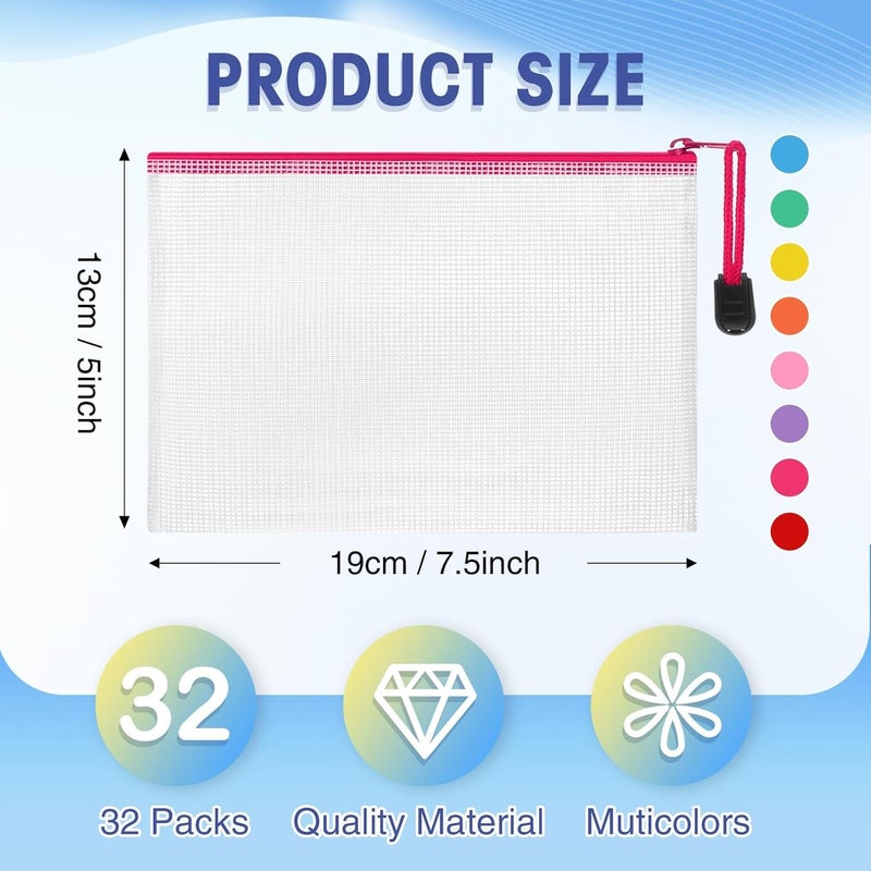 Jetec 32 Pcs Mesh Zipper Bags Toy Storage Bikini Organizer Bag Bolsas Para Guardar Trajes De Bano Waterproof Zipper Reusable Pouch Puzzle Multipurpose for Storage Office(Stylish Color,7.5 x 5 Inch) - Image 2