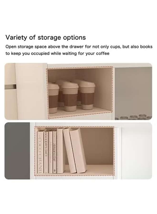 AGD Coffee Corner Cabinet, Modern Side Storage Cabinet, Modern Buffet with Storage Drawers, Console for the Living Room or Office, White Color - Image 5