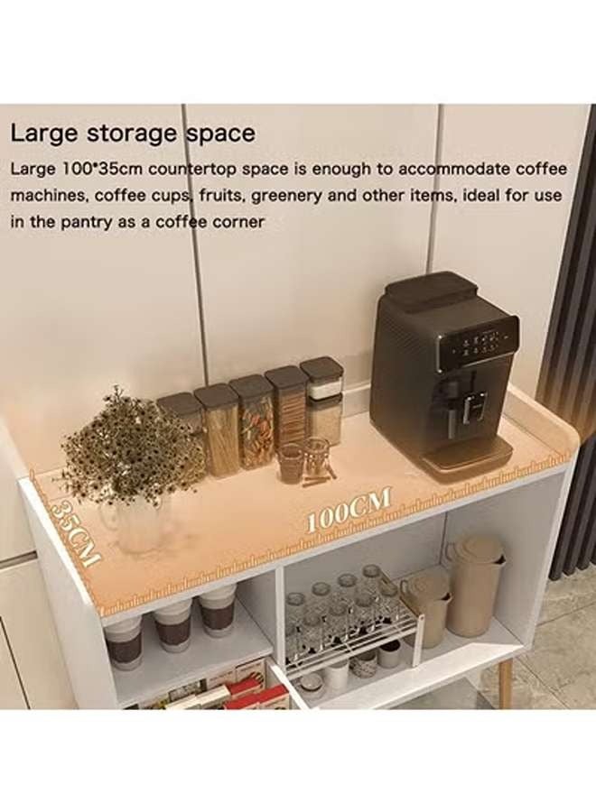 AGD Coffee Corner Cabinet, Modern Side Storage Cabinet, Modern Buffet with Storage Drawers, Console for the Living Room or Office, White Color - Image 4