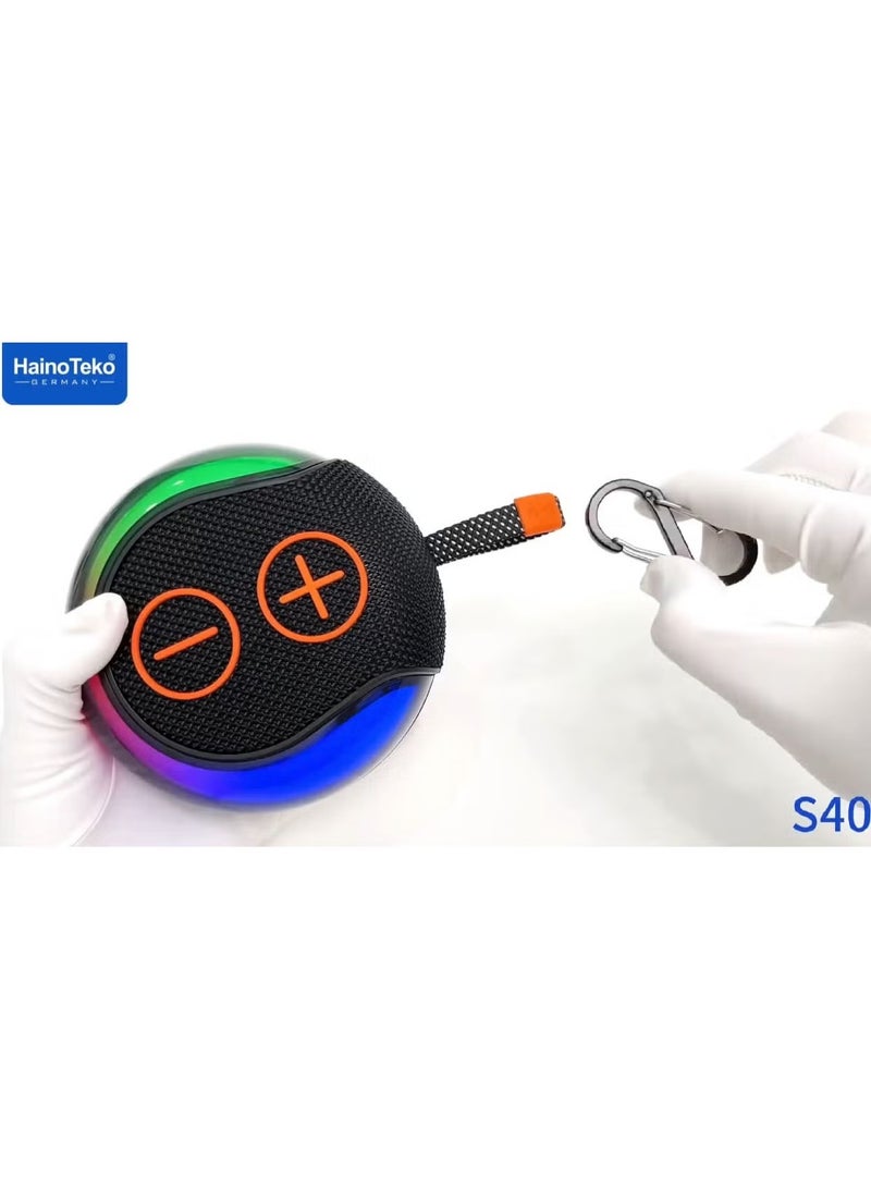 Haino Teko S40 Portable Wireless Bluetooth Speaker with HiFi Sound Quality, Button Control, and RGB Lighting – Compact and Stylish Blue Bluetooth Speaker for Music, Parties, and Outdoor Use - Image 2