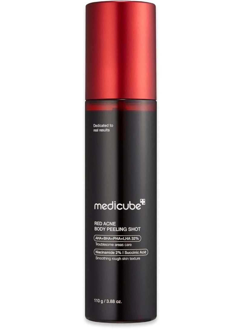 ميديكيوب رش الجسم المقشر لحب الشباب الأحمر، رش الجسم المقشر الأحمر، بخاخ تقشير الجسم الأحمر لحب الشباب، منظف بخاخ جسم بفراولة، أحماض AHA و BHA وحمض السكسينيك، مقشر 110 جم - Image 1
